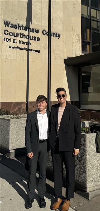 Ethan Johnstone '26 and Deborah Lolai, Clinical Instructor, LGBTQ+ Advocacy Clinic; Lecturer on Law